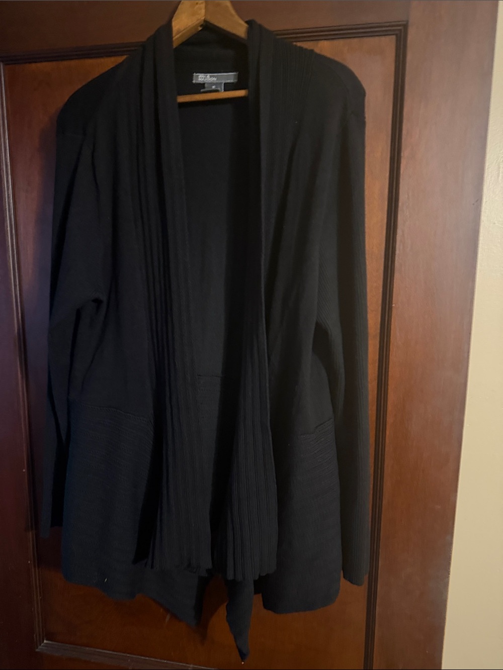 89th & Madison Black Open-Front Draped Cardigan